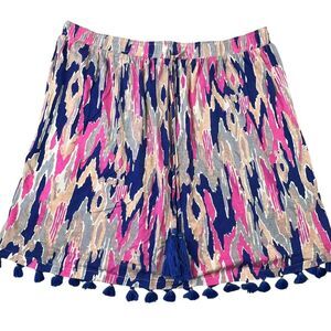 Lilly Pulitzer Womens Strapless Palma‎ Tube Top Size Medium Tassels Pink Blue